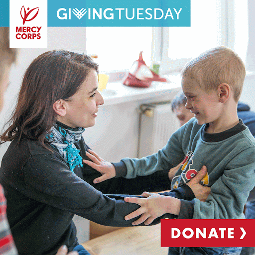 Images from Mercy Corps' wide-ranging response to the war in Ukraine with urge to make a donation to the cause.