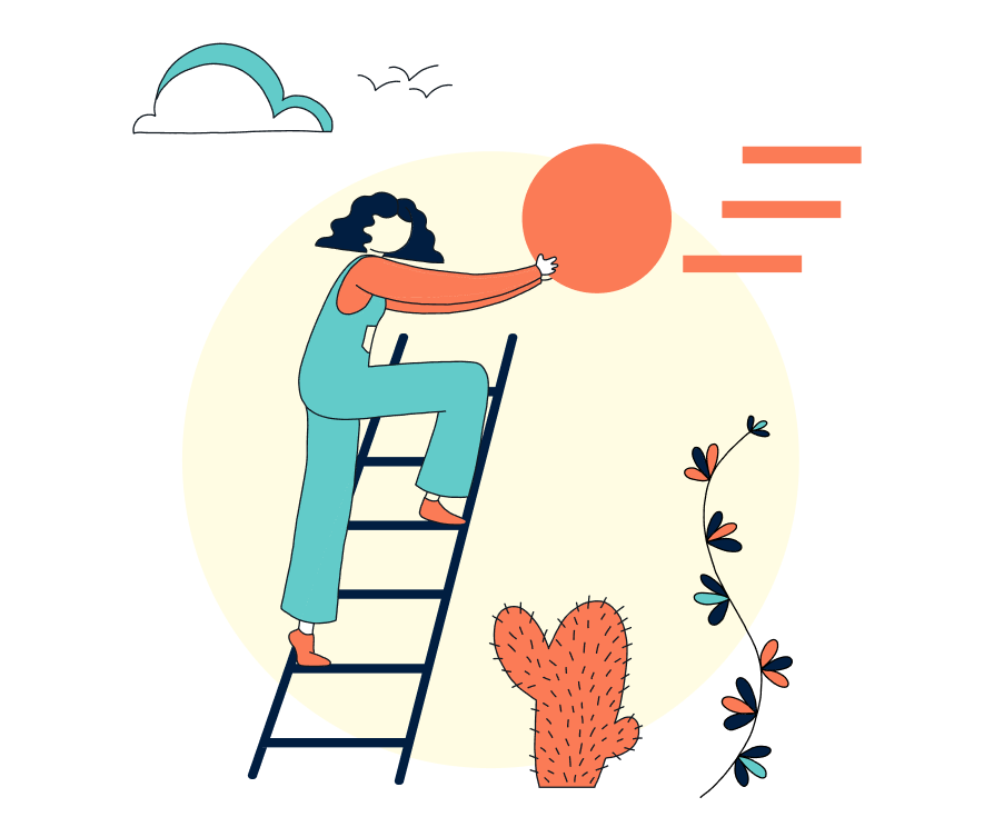 Illustration of person on ladder