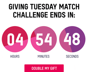 Animated oxfam countdown clock for Giving Tuesday match