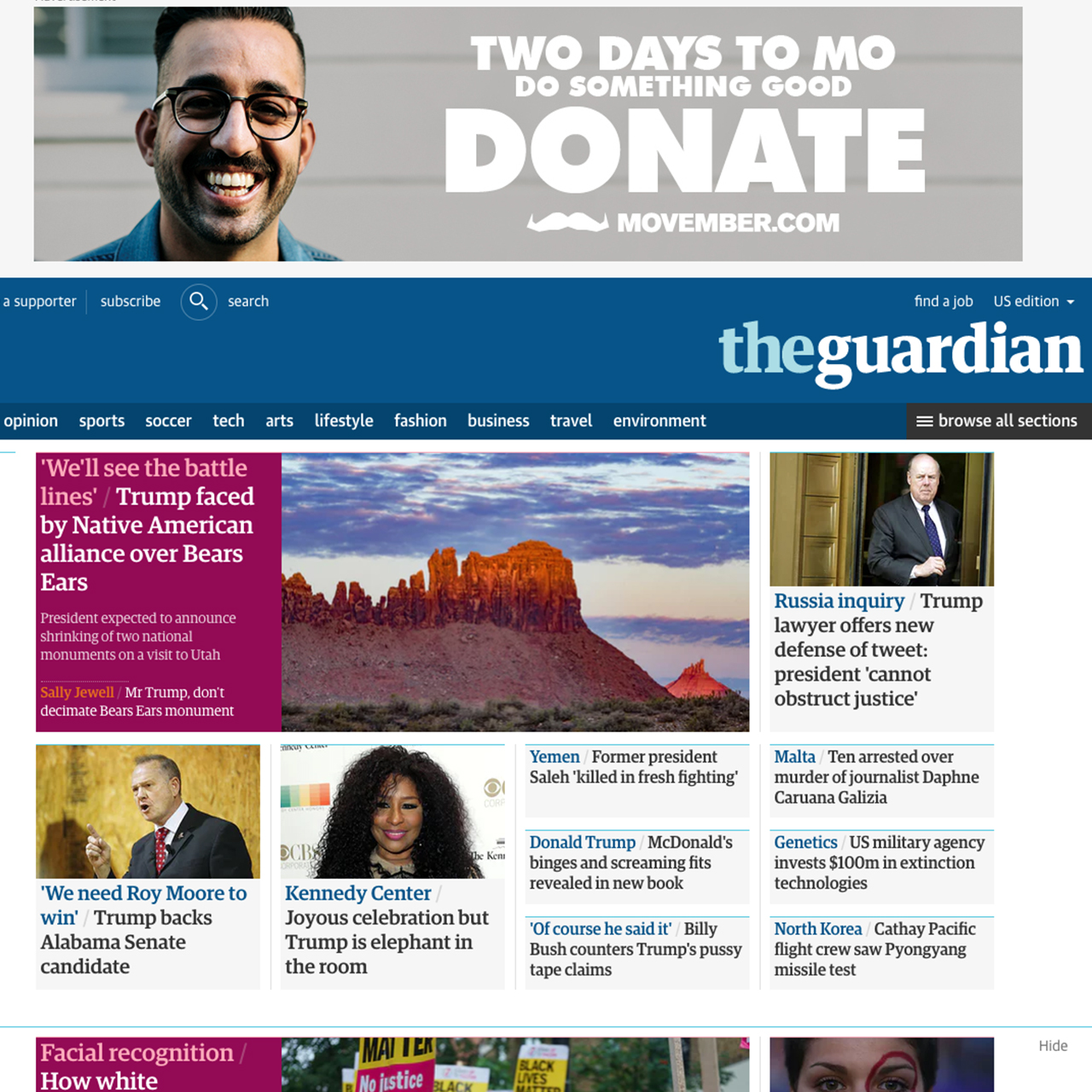 Homepage from The Guardian