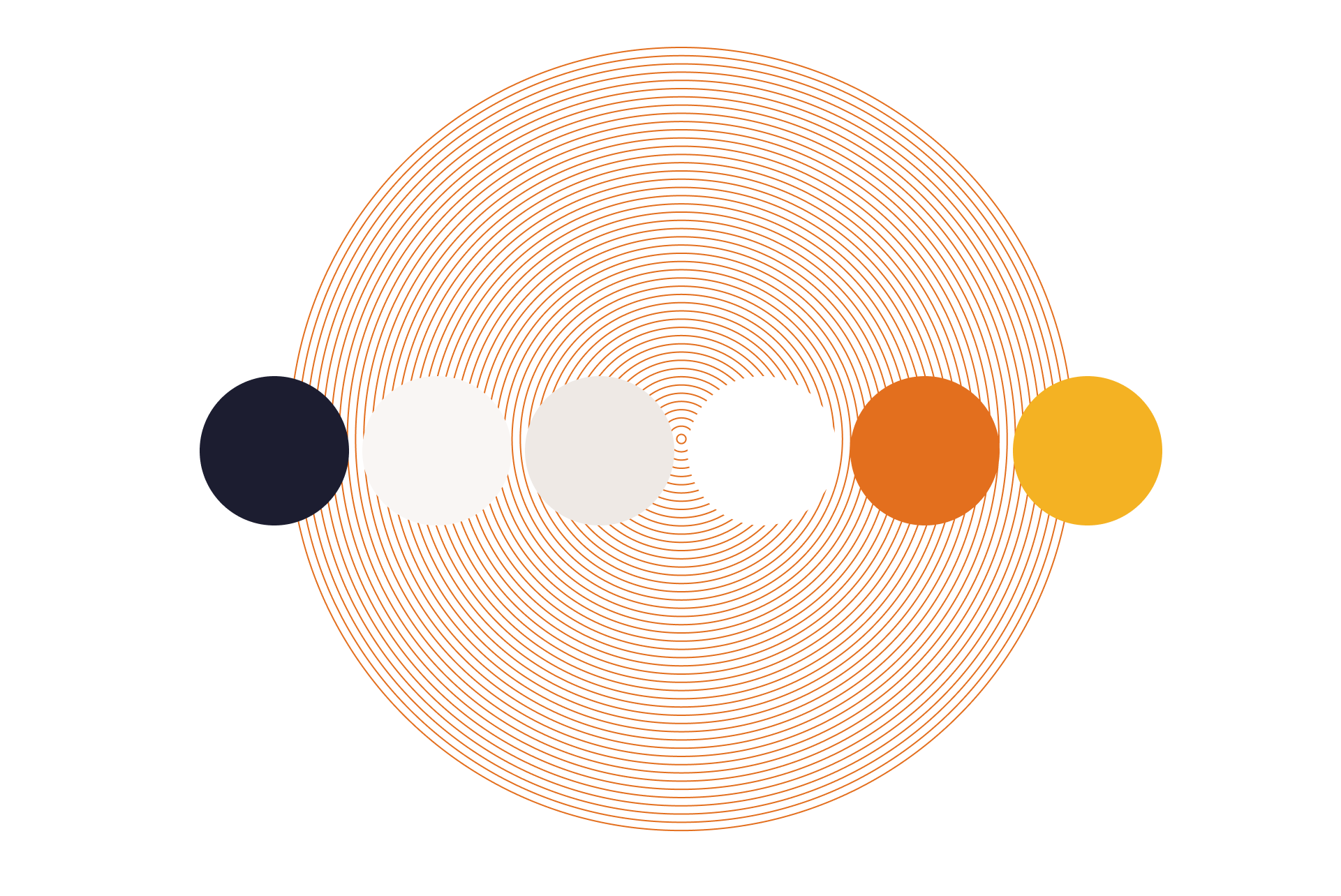 Style Tiles from CARE's site, overlayed on orange circle