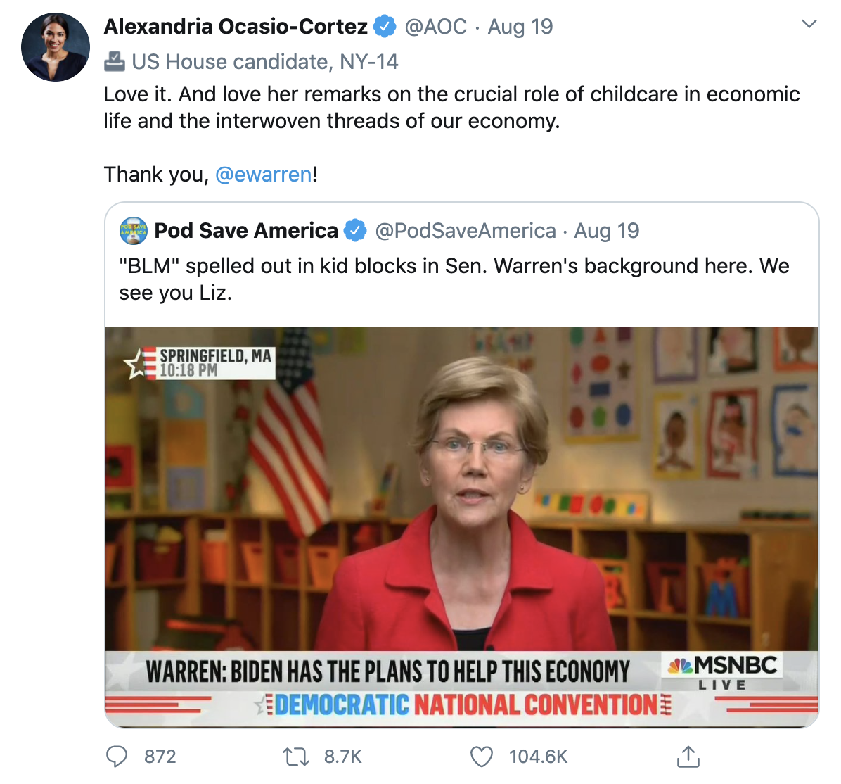 Screenshot of a tweet from Representative Alexandria Ocasio-Cortez