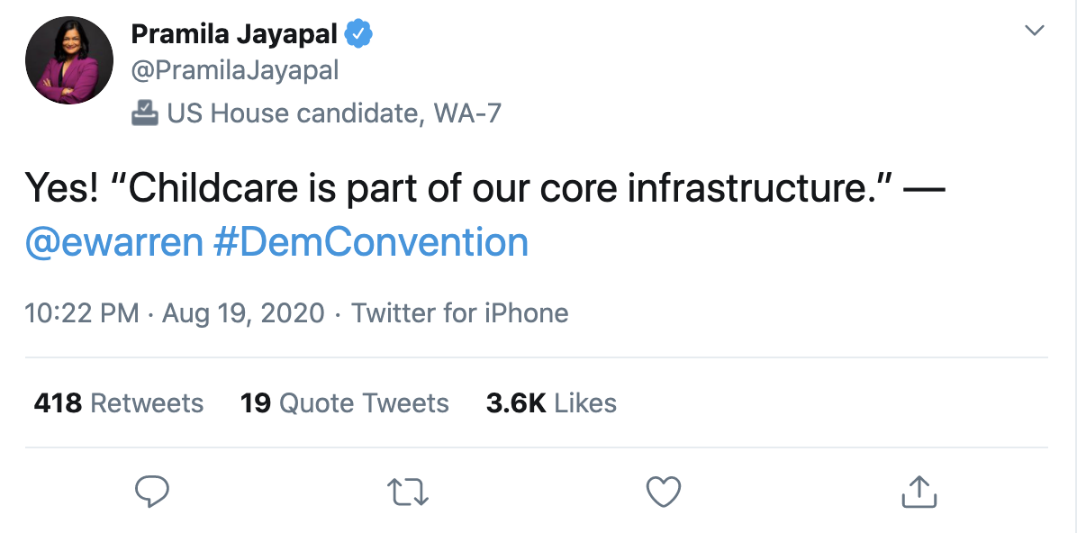 Screenshot of a tweet from Pramila Jayapal