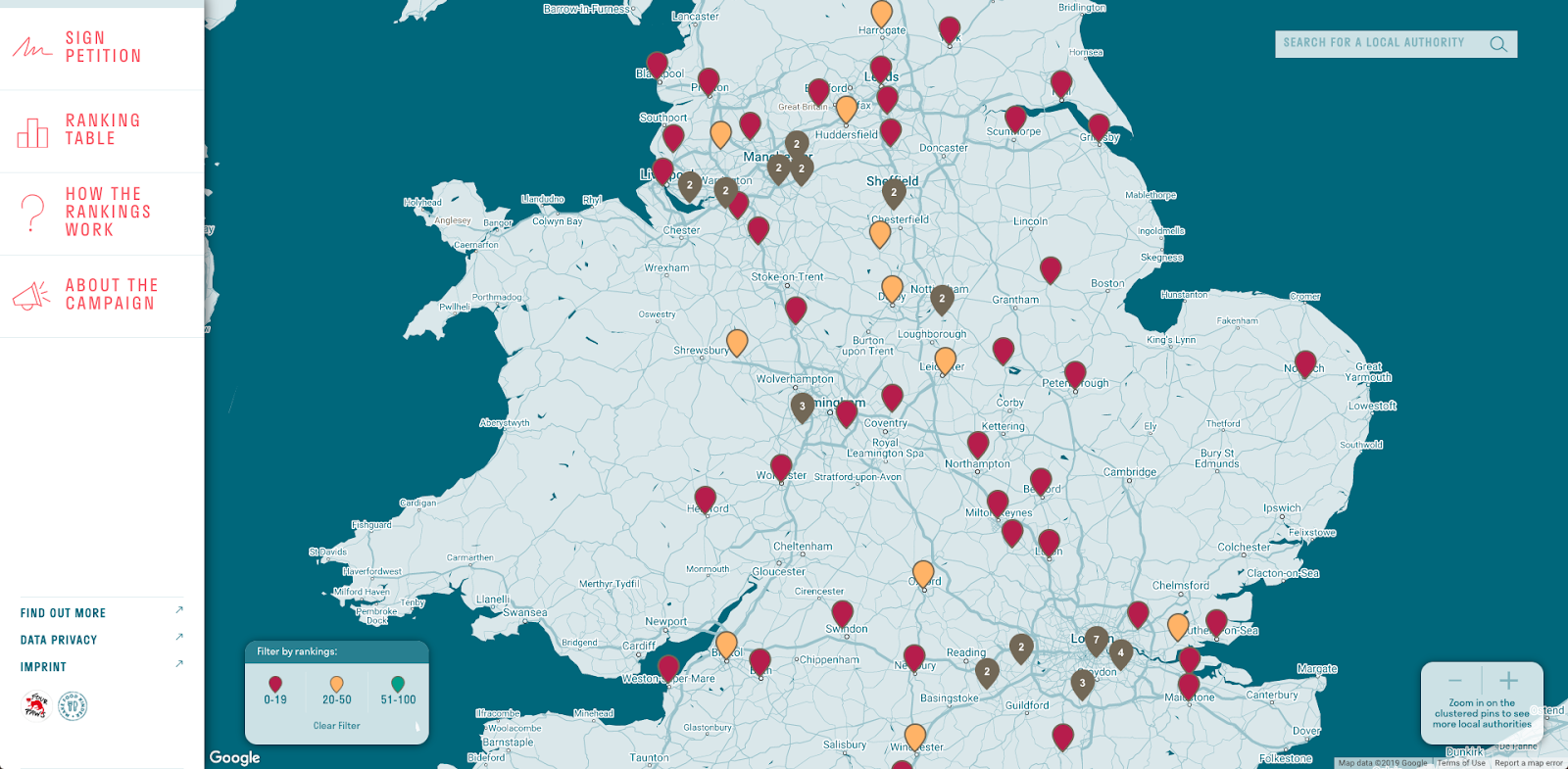 Interactive map image from Four Paws' site