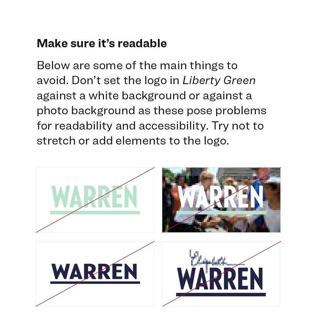 Readability guidelines for Elizabeth Warren's brand