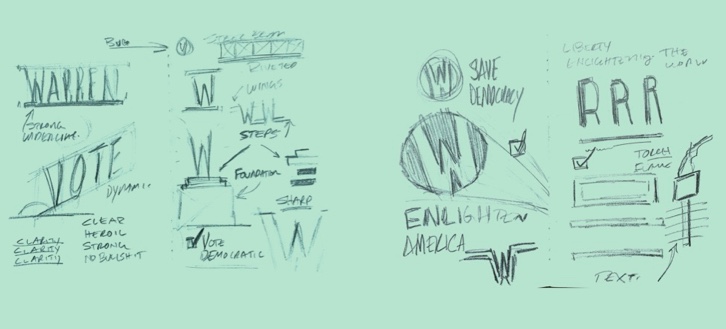 Initial inspiration sketches for the campaign’s typography.