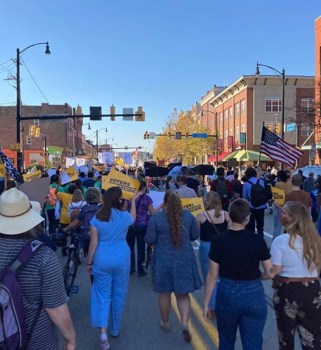 Group of protestors holding 