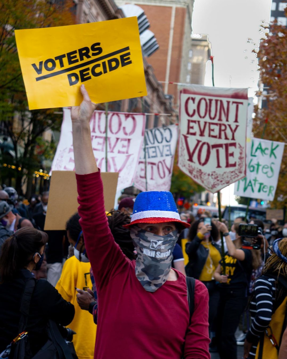 Group of protestors holding 