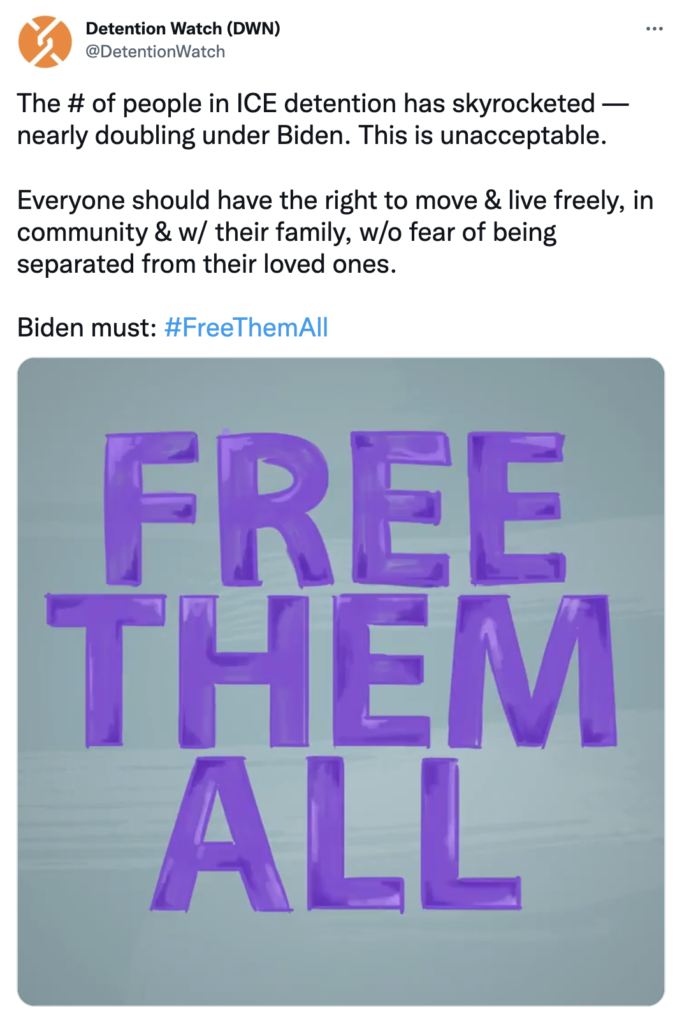 Detention Watch Network "FREE THEM ALL" tweet