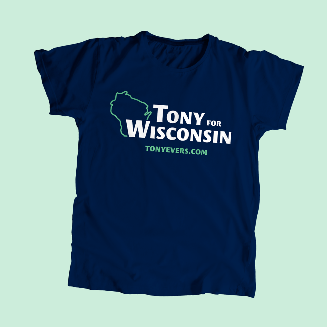 Gov. Tony Evers for Wisconsin t-shirt.