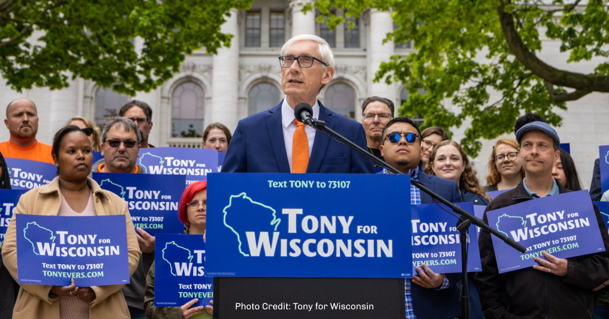 Gov. Tony Evers speaking.